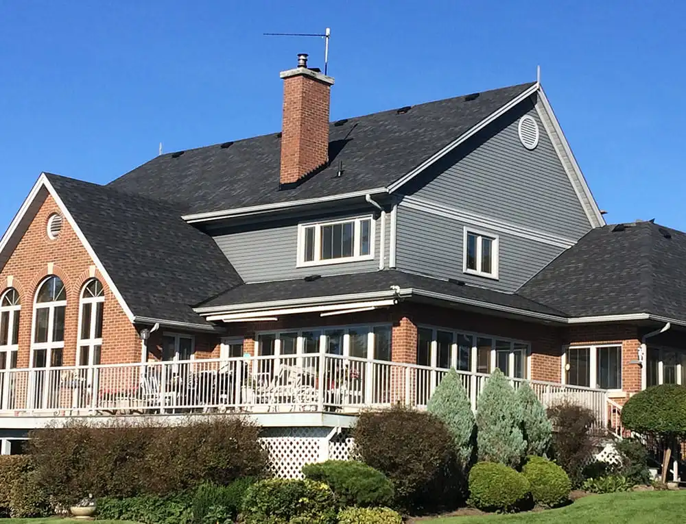 Close detail of newly laid asphalt shingles